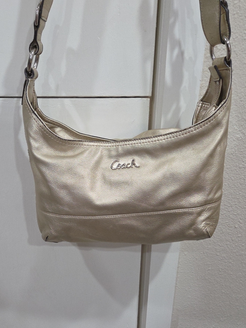 Coach Ashley F17489 East West Duffle Gold Metallic Shoulder Bag